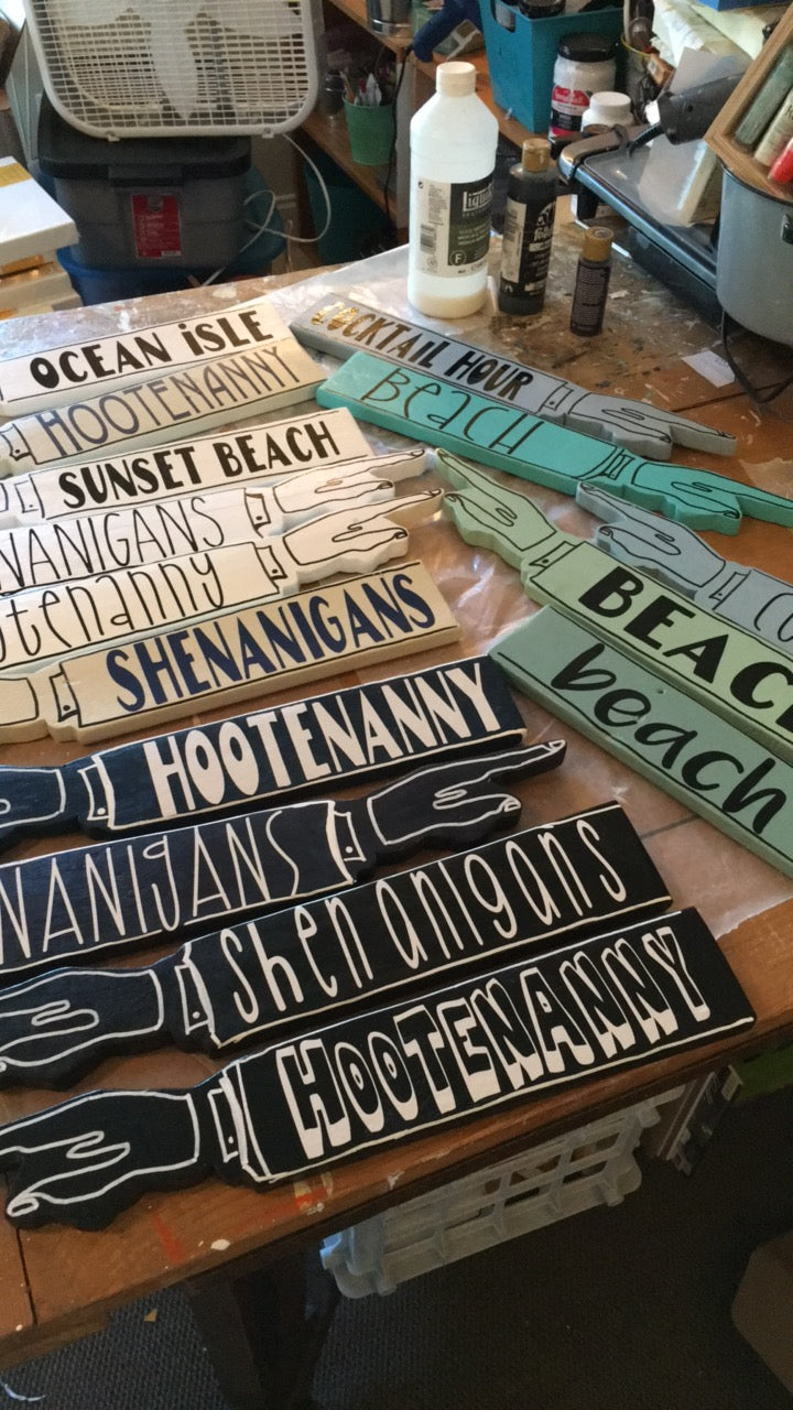 Custom Wooden Pointer Finger Sign