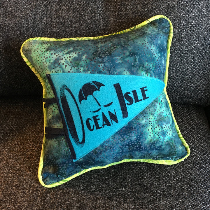 Ocean Isle Beach pennant pillows - Pretty Clever Words