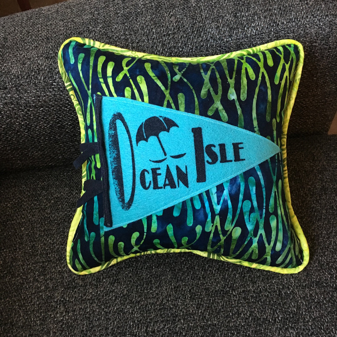Ocean Isle Beach pennant pillows - Pretty Clever Words