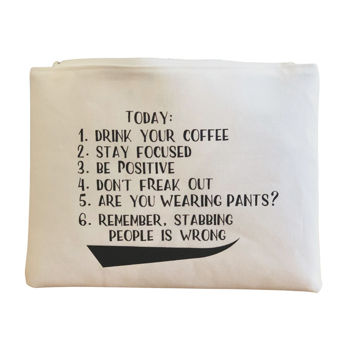 today's checklist - white canvas zip bag