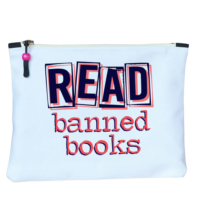 read banned books - canvas zip bag
