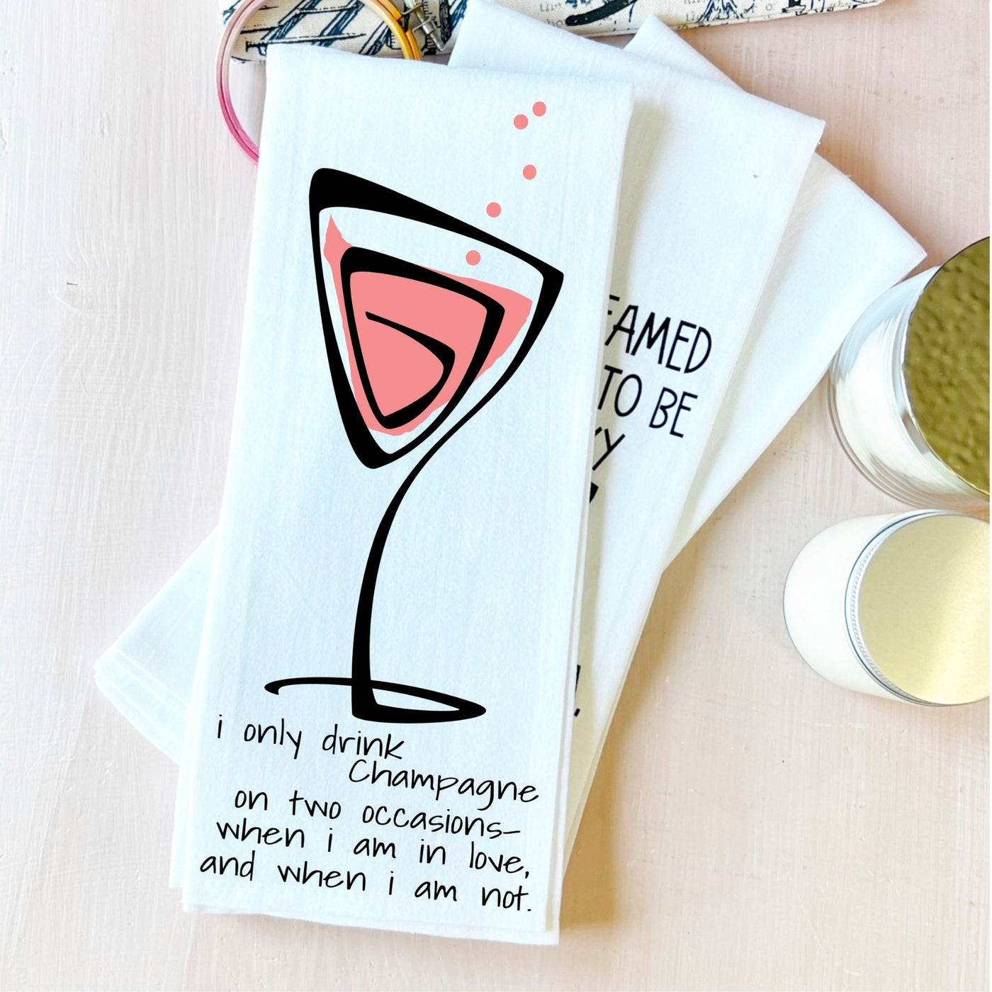 champagne for all occasions - cocktails and quotes bar towel LG