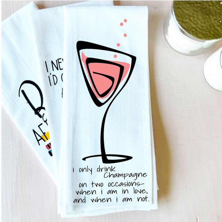 champagne for all occasions - cocktails and quotes bar towel LG
