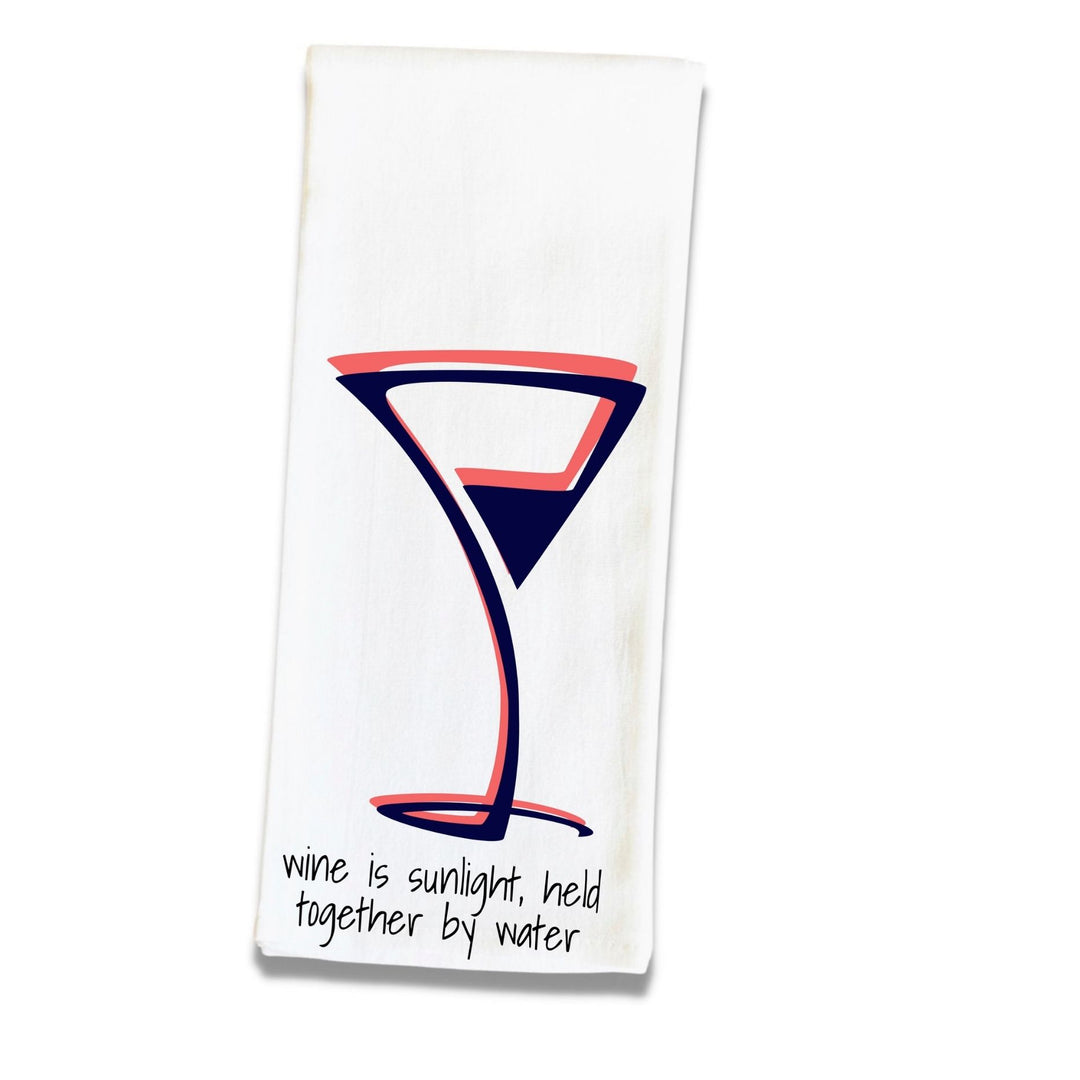 wine is sunlight - cocktails and quotes bar and kitchen towel LG