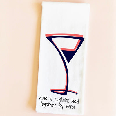 wine is sunlight - cocktails and quotes bar and kitchen towel LG