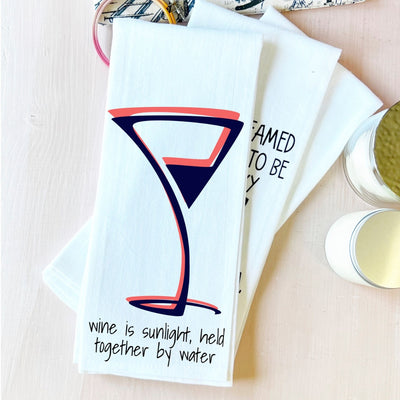 wine is sunlight - cocktails and quotes bar and kitchen towel LG