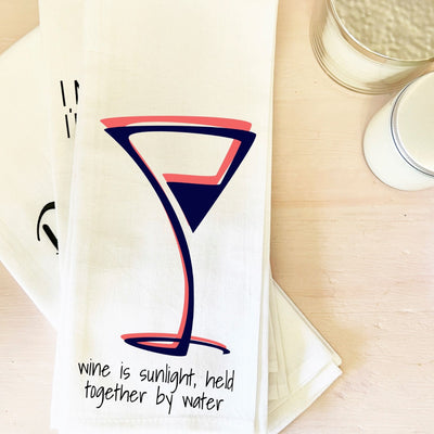 wine is sunlight - cocktails and quotes bar and kitchen towel LG