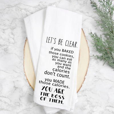 you are the boss of cookie calories - humorous kitchen bar towel LG