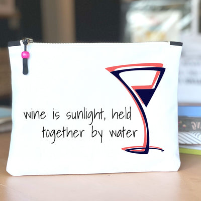 wine is sunlight - quotes and cocktails canvas zip bag