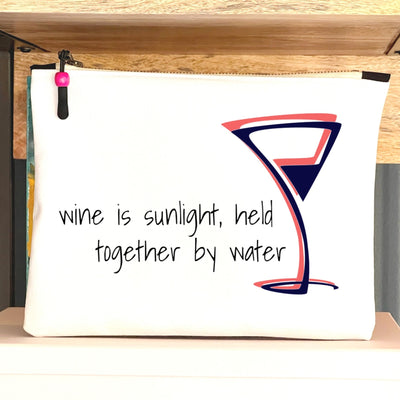 wine is sunlight - quotes and cocktails canvas zip bag