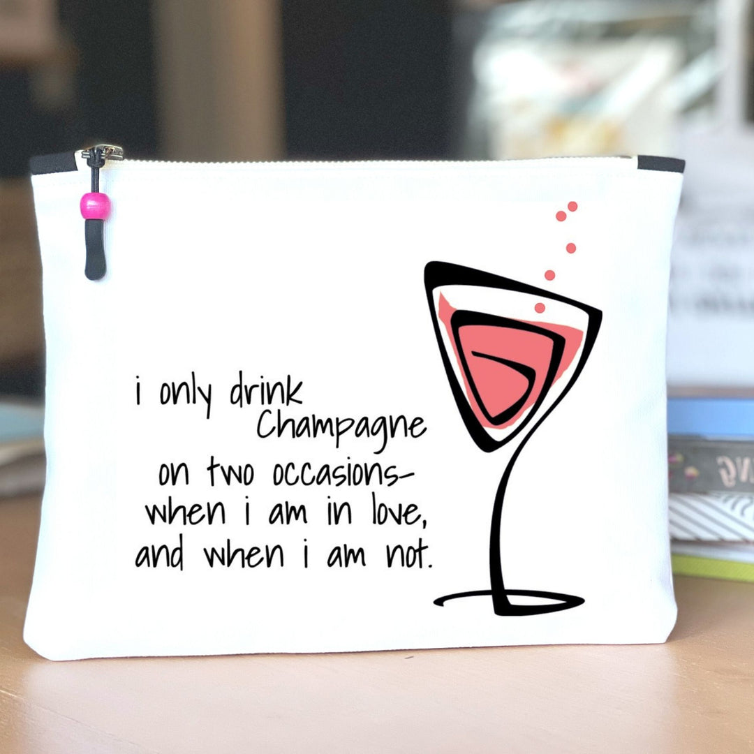 drink champagne - quotes and cocktails canvas zip bag