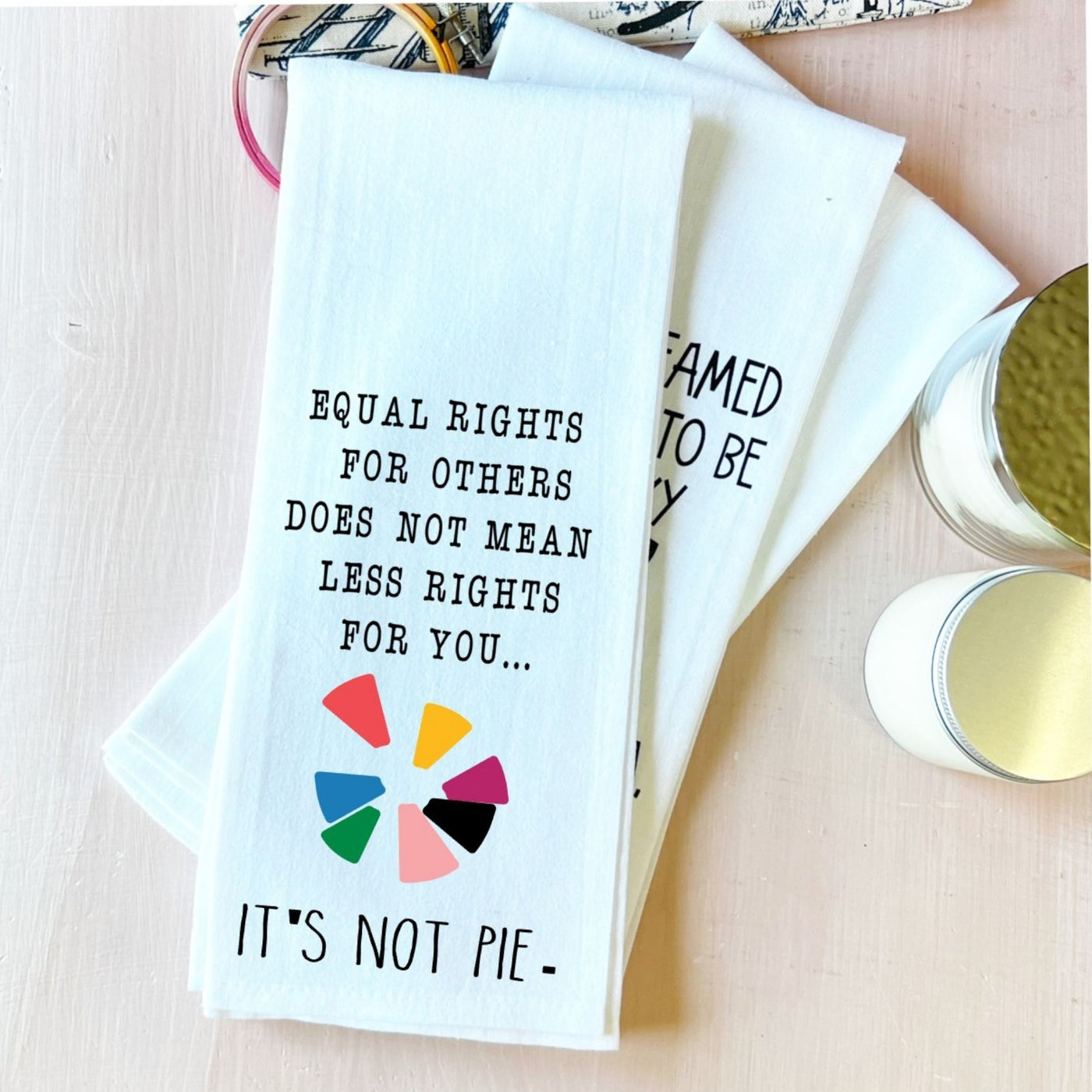 equal rights are not pie - humorous kitchen bar towel LG