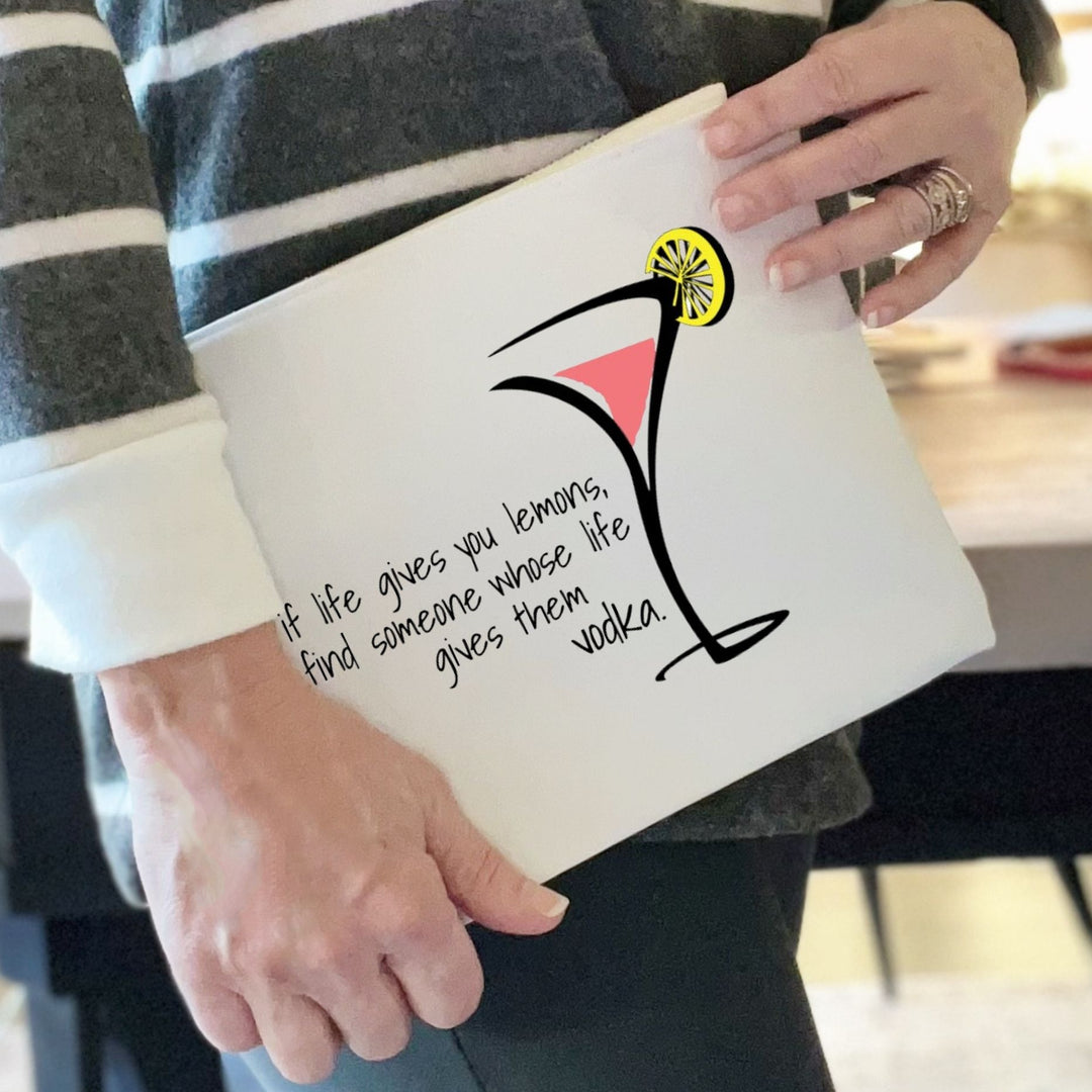 when life gives you lemons - quotes and cocktails canvas zip bag
