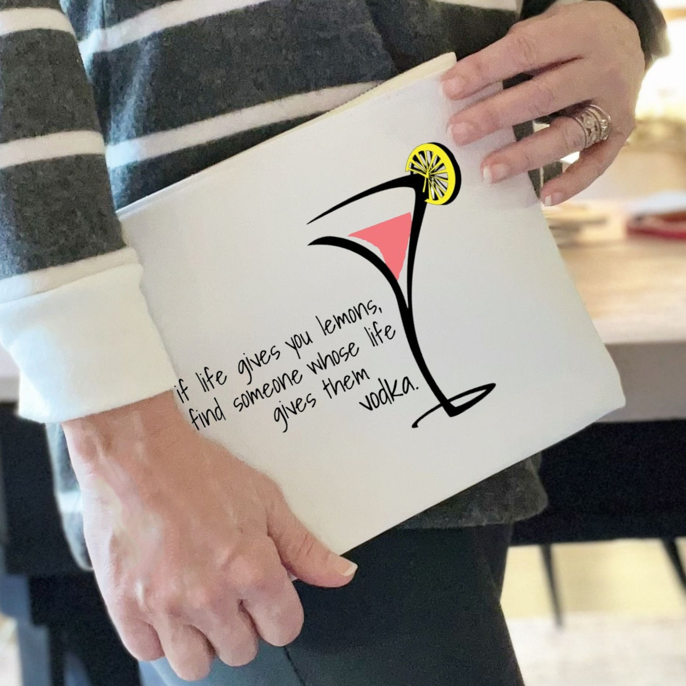 when life gives you lemons - quotes and cocktails canvas zip bag
