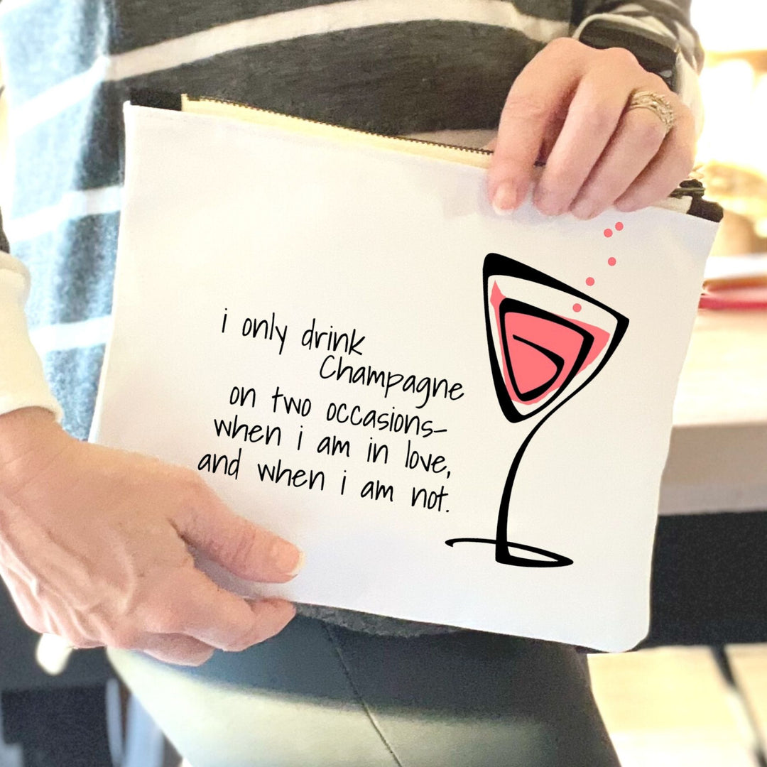 drink champagne - quotes and cocktails canvas zip bag