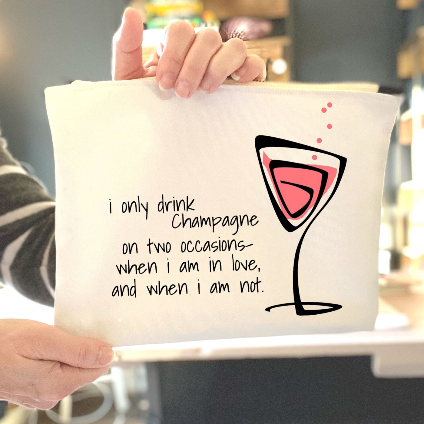 drink champagne - quotes and cocktails canvas zip bag