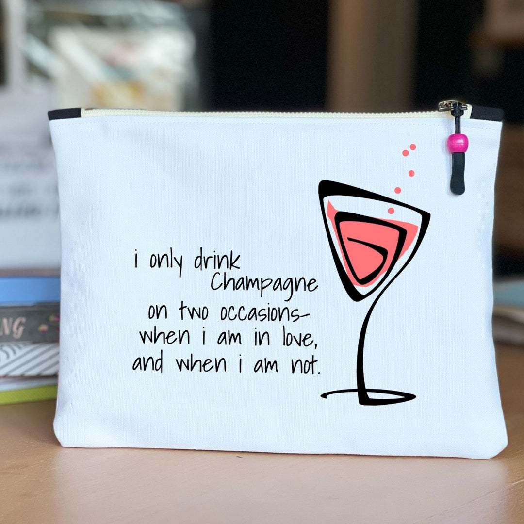 drink champagne - quotes and cocktails canvas zip bag