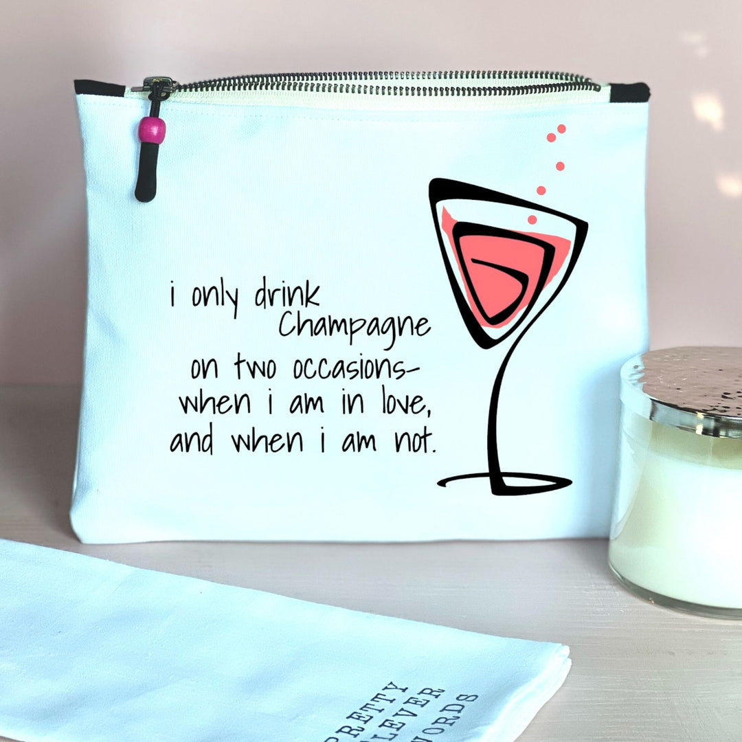 drink champagne - quotes and cocktails canvas zip bag