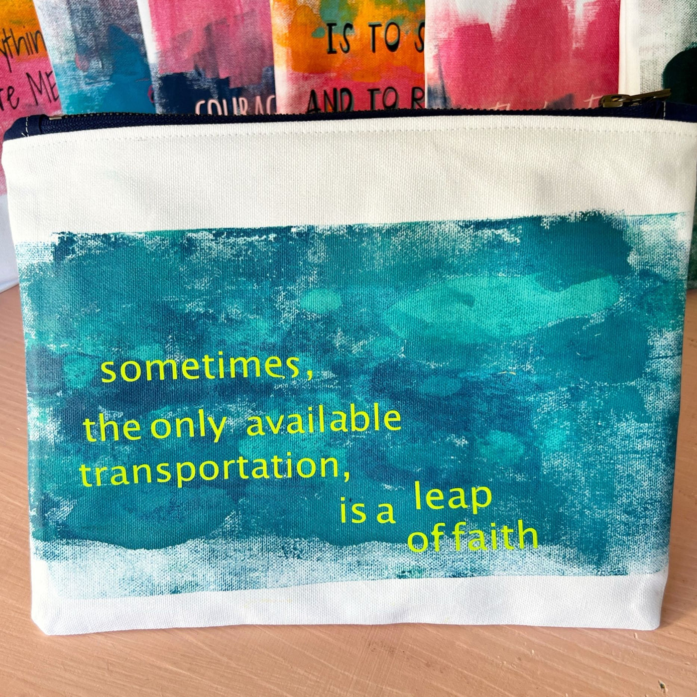 a leap of faith - canvas art zip bag