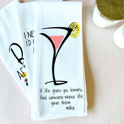 when life gives you lemons - make cocktails and quotes bar towel LG