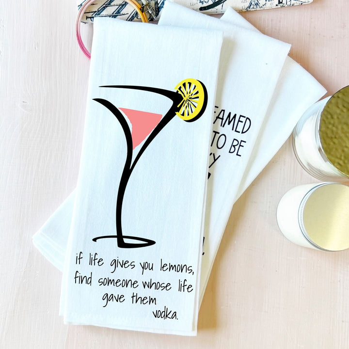 when life gives you lemons - make cocktails and quotes bar towel LG