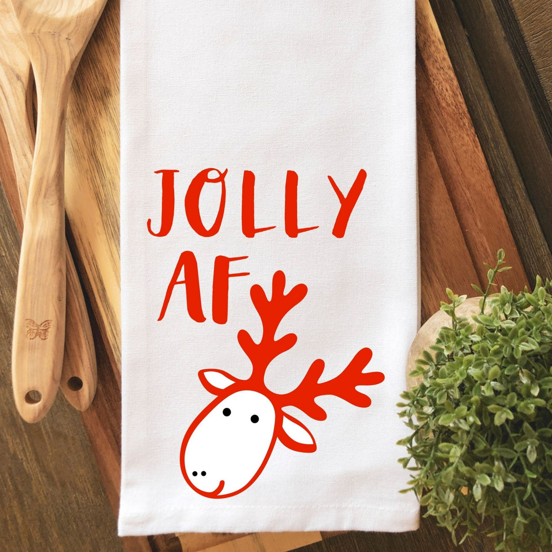 jolly af - humorous holiday kitchen bar towel