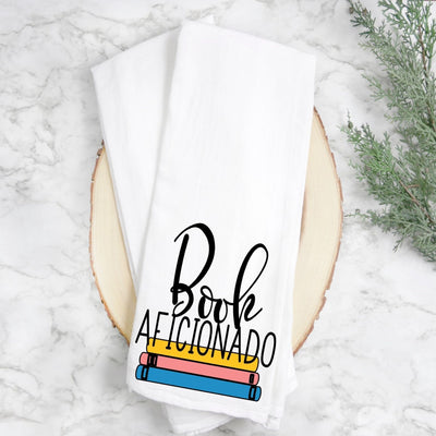 book aficionado - humorous kitchen, tea, bookclub and bar towel LG
