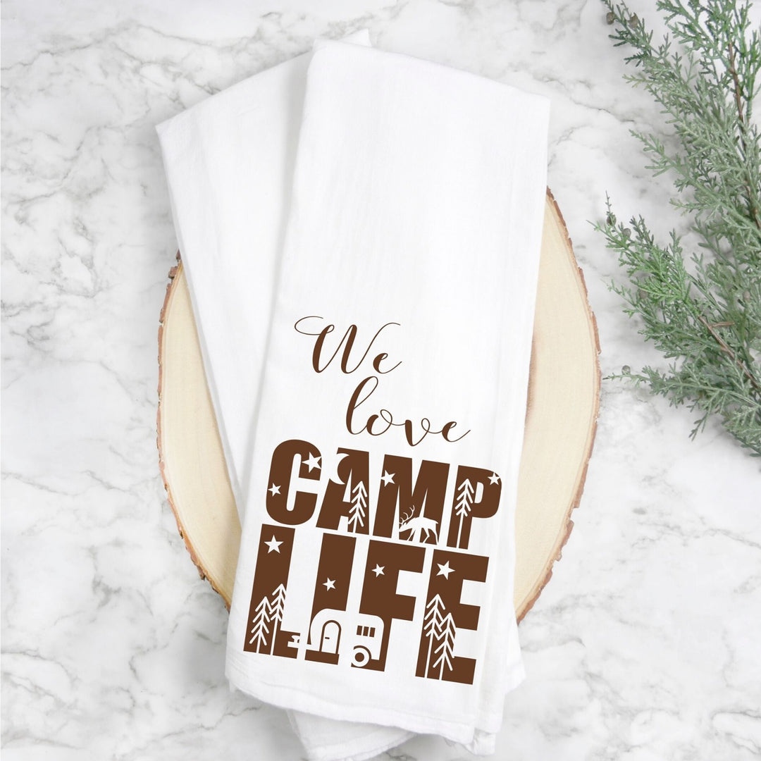 we love the camping life - humorous kitchen camper bar towel LG