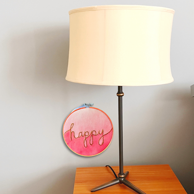 happy - single word hoop art