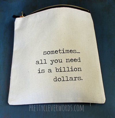 sometimes, all you need is a billion dollars - zip money bag - Pretty Clever Words