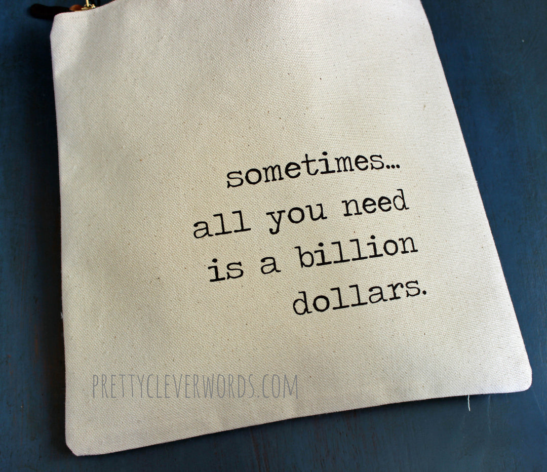 sometimes, all you need is a billion dollars - zip money bag - Pretty Clever Words