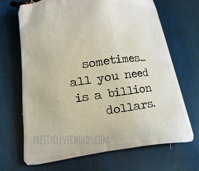 sometimes, all you need is a billion dollars - zip money bag - Pretty Clever Words