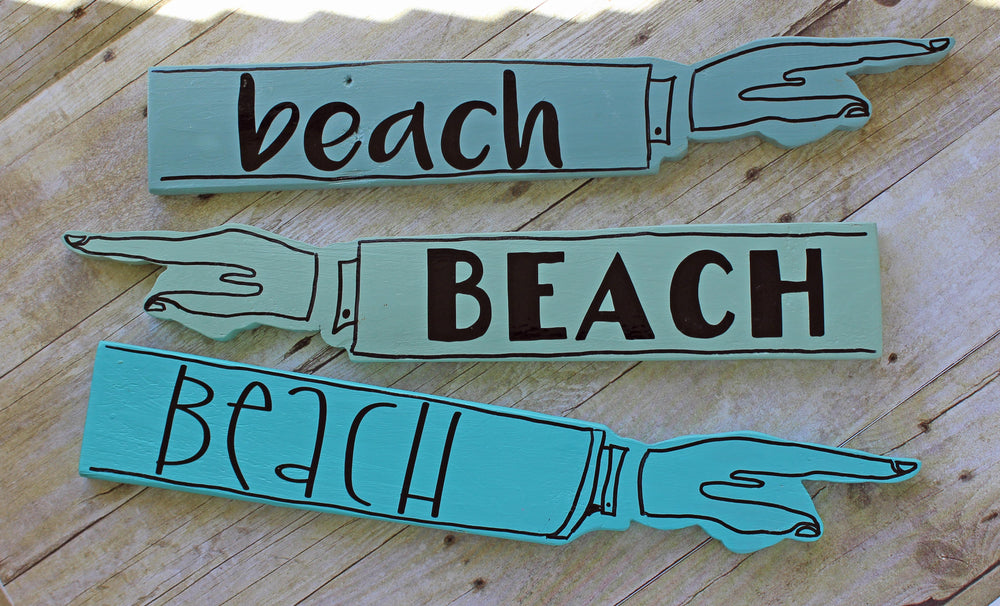 beach wooden pointy sign - Pretty Clever Words