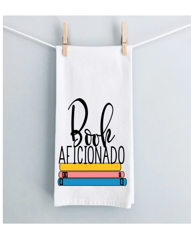 book aficionado - humorous kitchen, tea, bookclub and bar towel LG