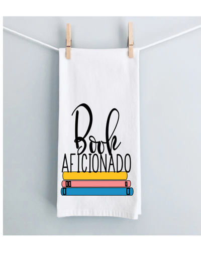 book aficionado - humorous kitchen, tea, bookclub and bar towel LG