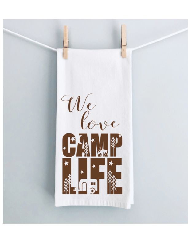 we love the camping life - humorous kitchen camper bar towel LG