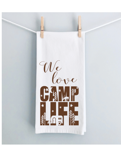 we love the camping life - humorous kitchen camper bar towel LG