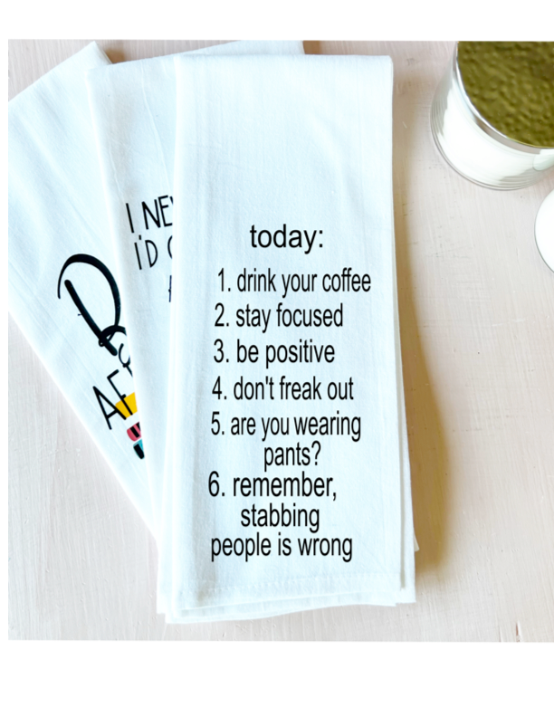 today's anxiety checklist - humorous bar, tea and kitchen towel LG