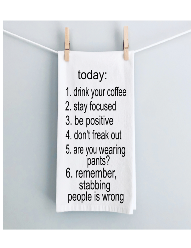today's anxiety checklist - humorous bar, tea and kitchen towel LG