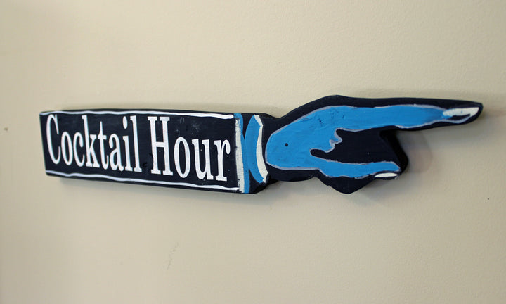 cocktail hour wooden pointy sign - Pretty Clever Words