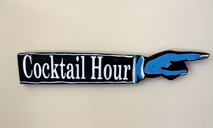 cocktail hour wooden pointy sign - Pretty Clever Words