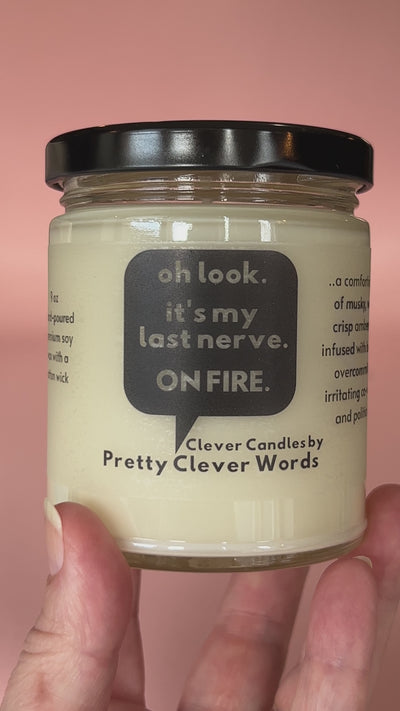 oh look, it's my last nerve word bubble - oakmoss and amber candle