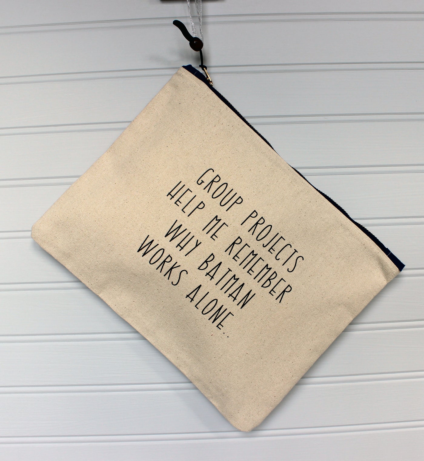 group projects - canvas zip bag - Pretty Clever Words