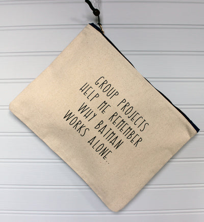 group projects - canvas zip bag - Pretty Clever Words