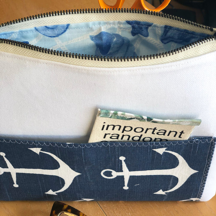 navy pocket - canvas zip bag