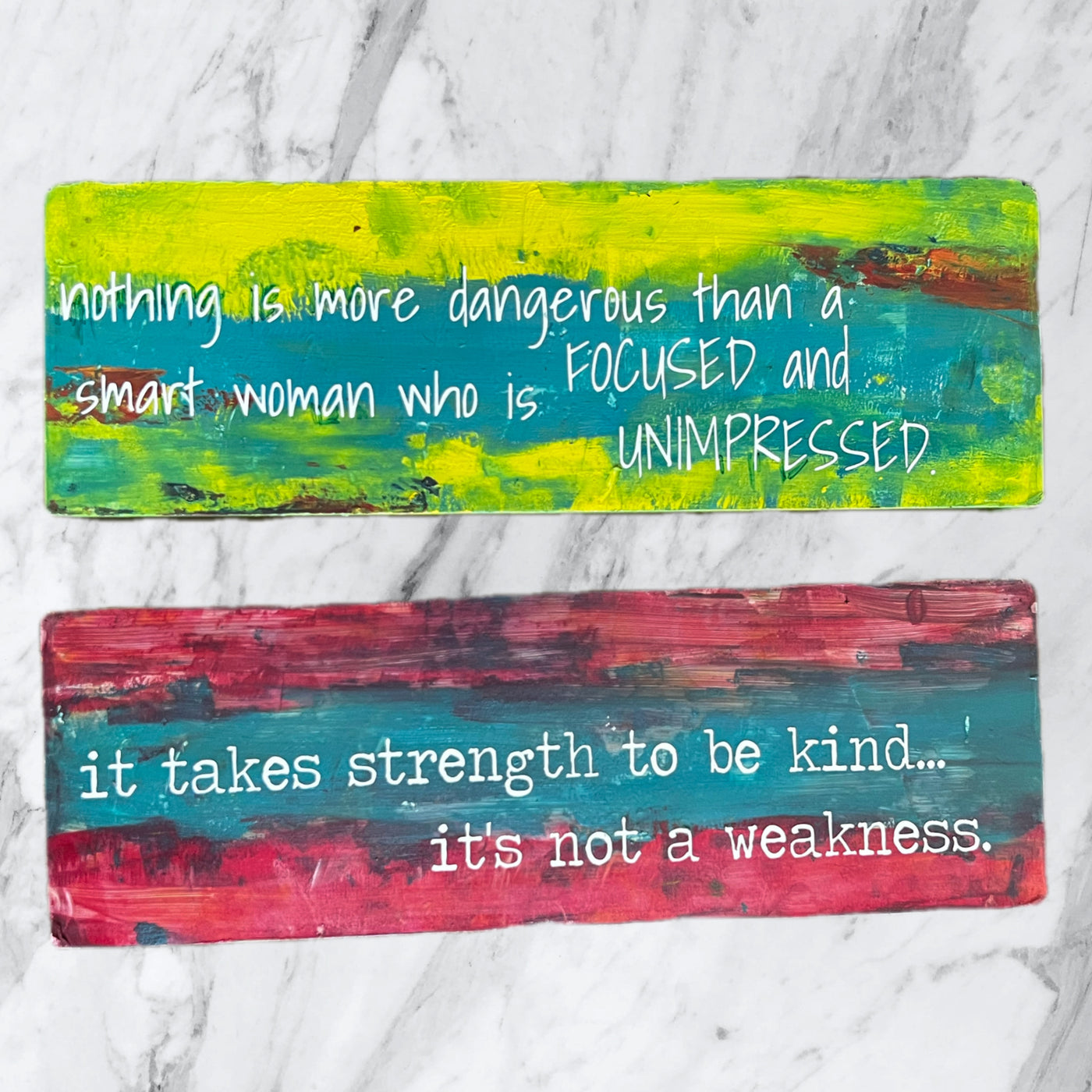 it takes strength to be kind - wood panel art