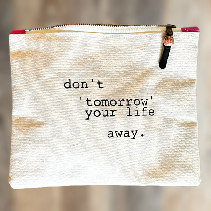 mini canvas makeup medication money zip bag