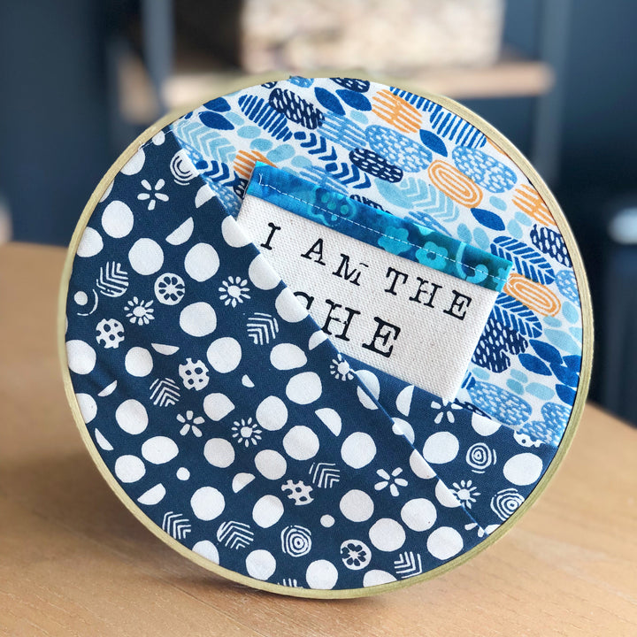 blue suns and moon pocket hoop art