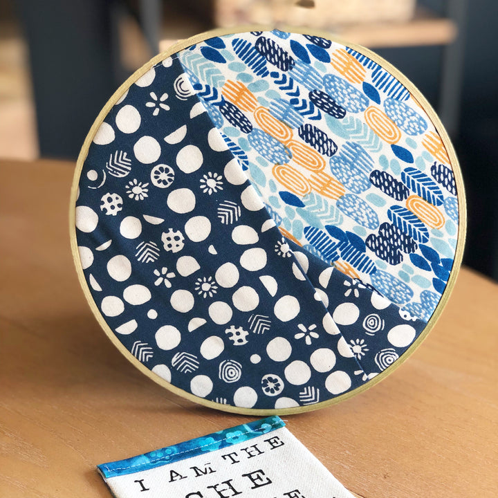 blue suns and moon pocket hoop art