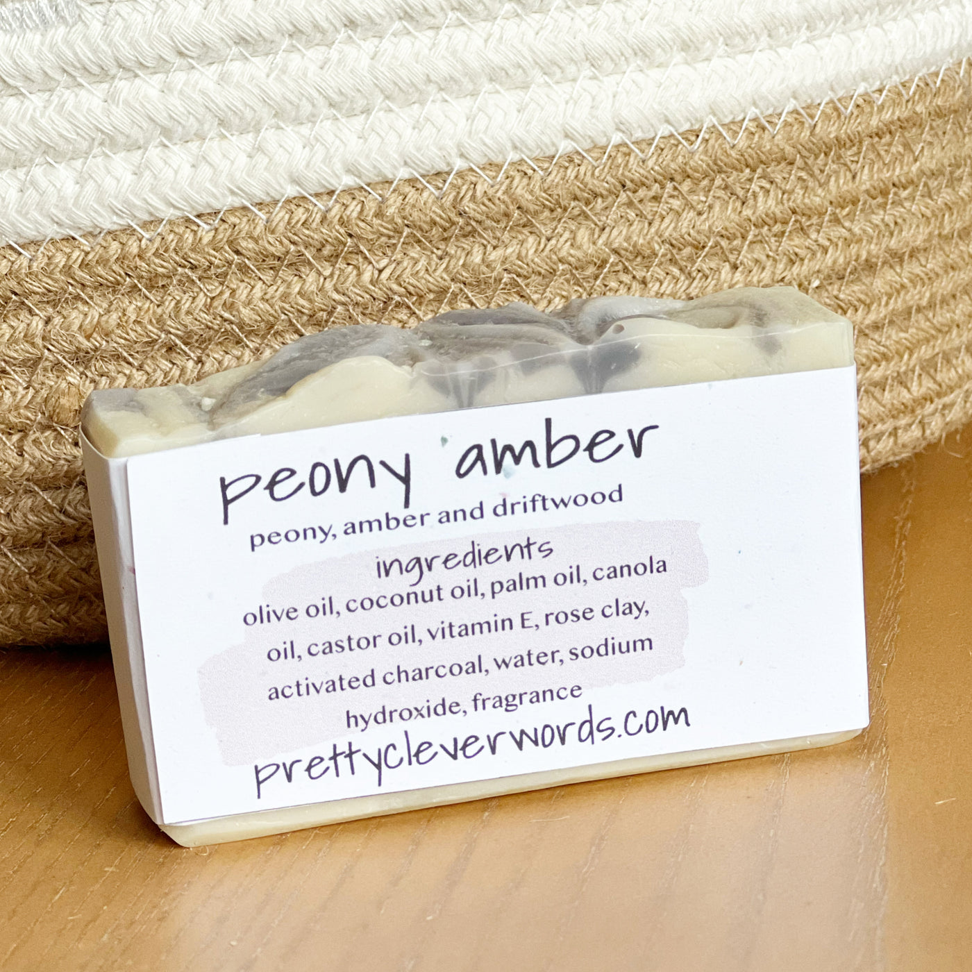 clever+clean peony amber bar soap - i exist entirely on sarcasm and caffeine